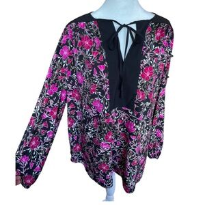 Jones New York floral long sleeve blouse L